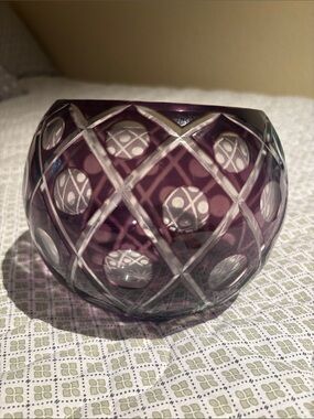 Vintage Gorham crystal Lady Anne amethyst cut-to-clear rose bowl base